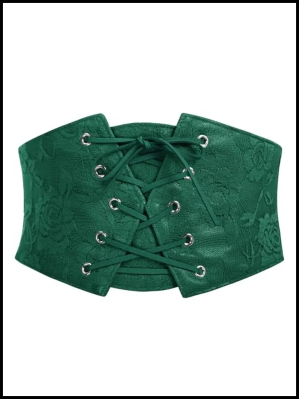 Corset Belt Lace Up Waist Cincher Faux Leather Floral Lace Renaissance Gothic